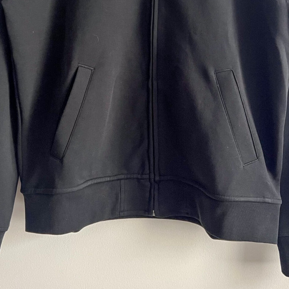 Polo Ralph Lauren Sz LARGE Black Double Knit Full Zip Sweatshirt Bomber Jacket - Picture 4 of 8